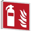 Signalisation ISO - Extincteur d'incendie, Blanc sur rouge, F001, Carré, Polychlorure de vinyle, 151,00 mm (l) x 151,00 mm (H)